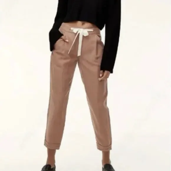 WILFRED ARITZIA Women's 8 Allant Linen Pants Cropped Waist Tie Moroccan Spice - Picture 16 of 16